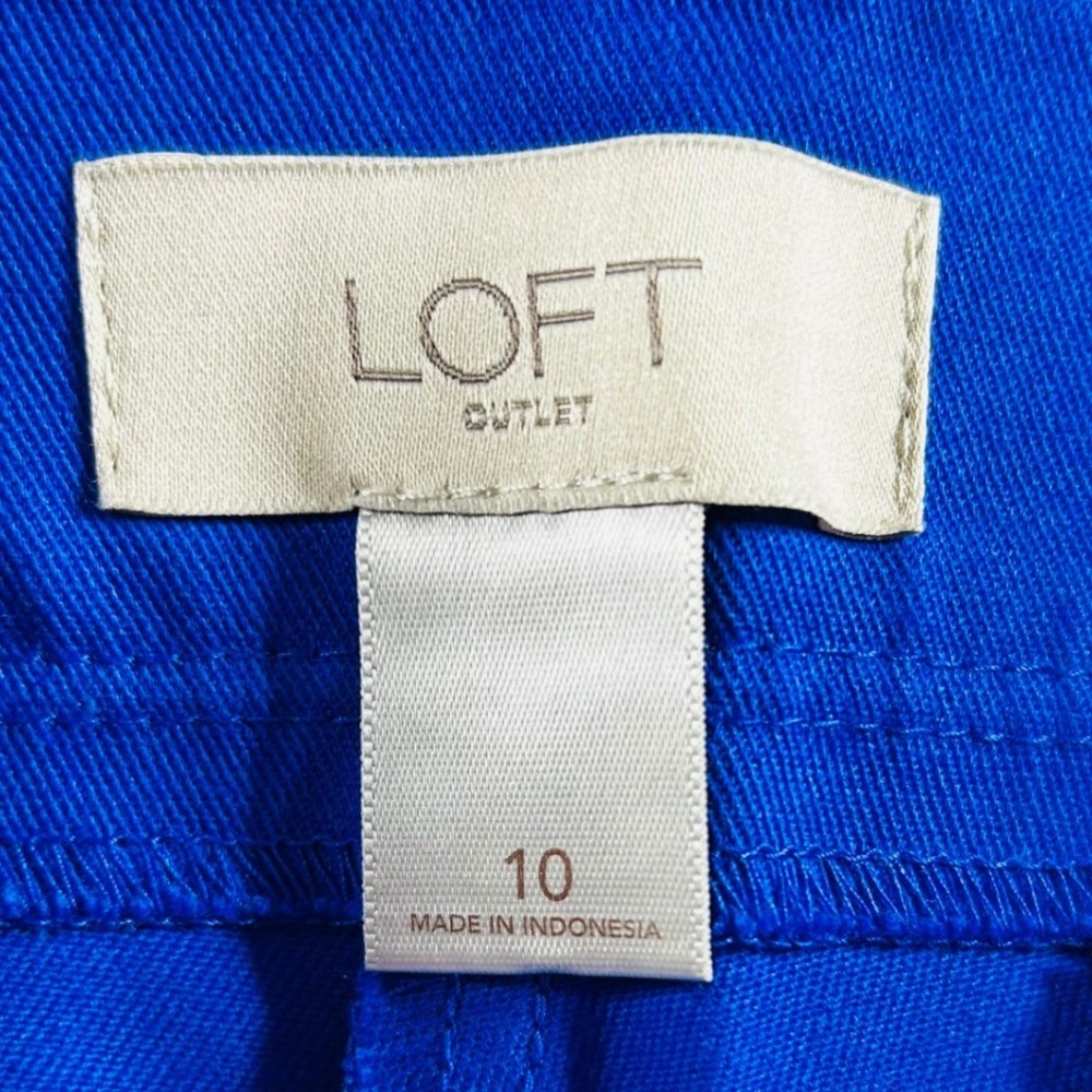 Loft Outlet Women Blue Wide Leg Sailor Pants Side Button Size 10 Nautical Casual - Picture 6 of 11